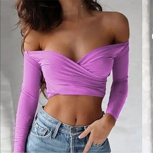 Off shoulder purple sexy crop top USA size Large